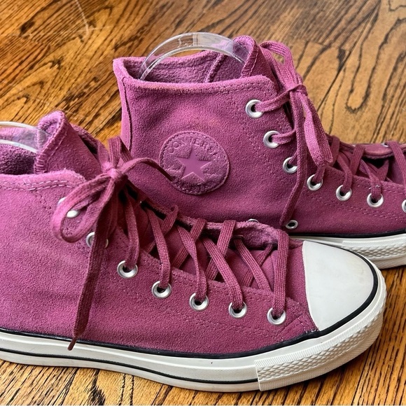 High Top Converse Platform Suede ALL STAR Maroon Burgundy Size 7.5 Sneaker Shoe - Picture 1 of 8
